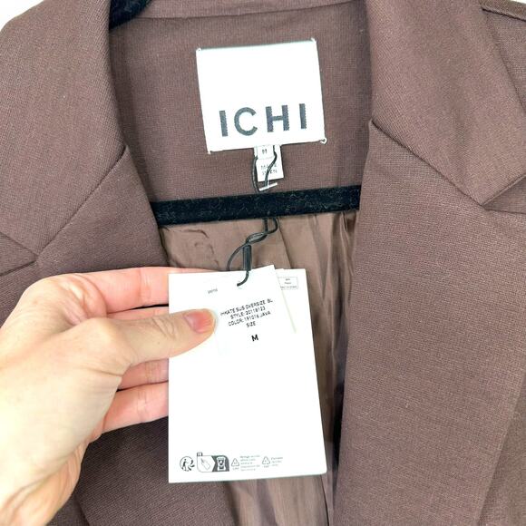 ICHI NWT Java Brown IHKATE SUS Oversized Button Loose Fit Blazer Medium - Picture 8 of 10